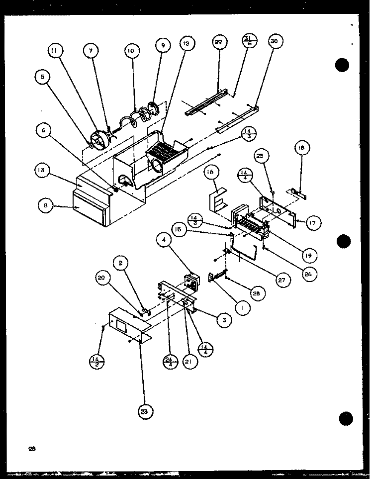 ICE BUCKET AND ICE MAKER Diagram and Parts List for SZDE25K P1102510W Amana Refrigerator
