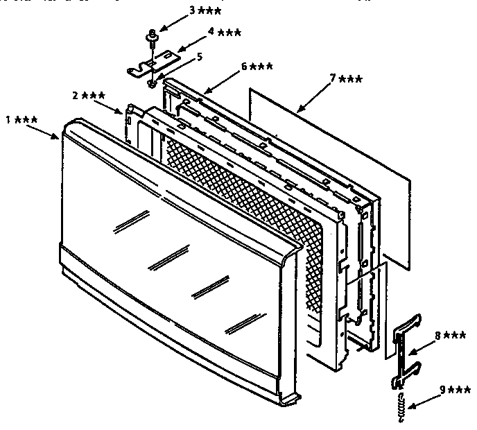 Door Diagram and Parts List for 5658929190  Kenmore Microwave