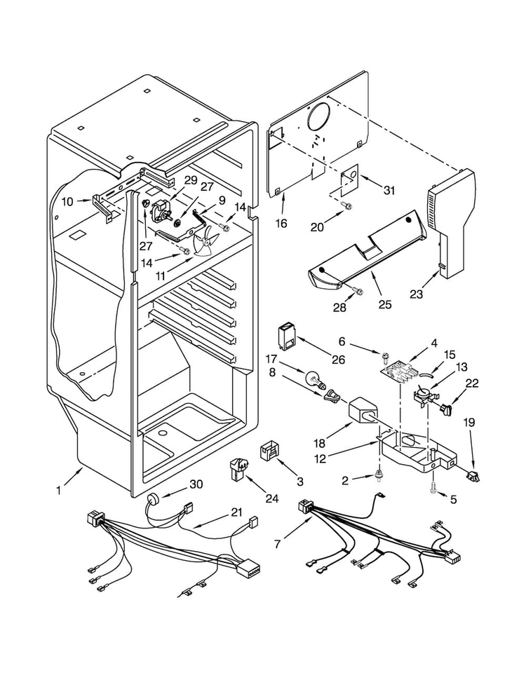 Liner Parts Diagram and Parts List for A8RXNGFBS02  Amana Refrigerator