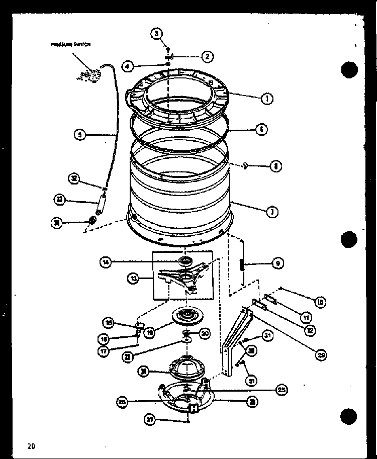 Section 8 Diagram and Parts List for LWD353 P1110508W Amana Washer