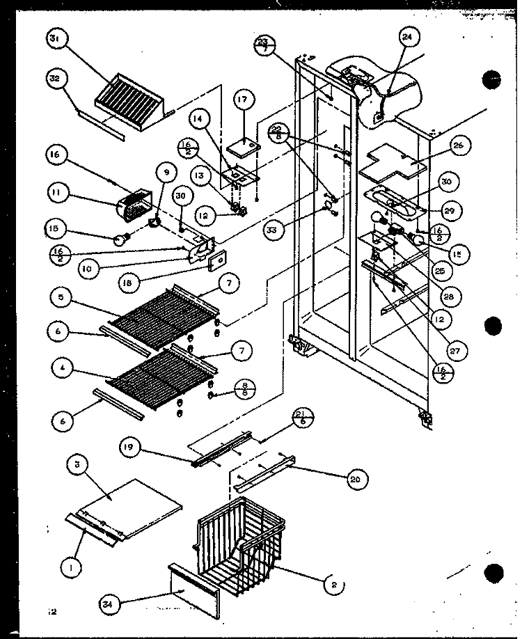 FZ SHELVING AND REF LIGHT Diagram and Parts List for SZD20K P1102504W Amana Refrigerator