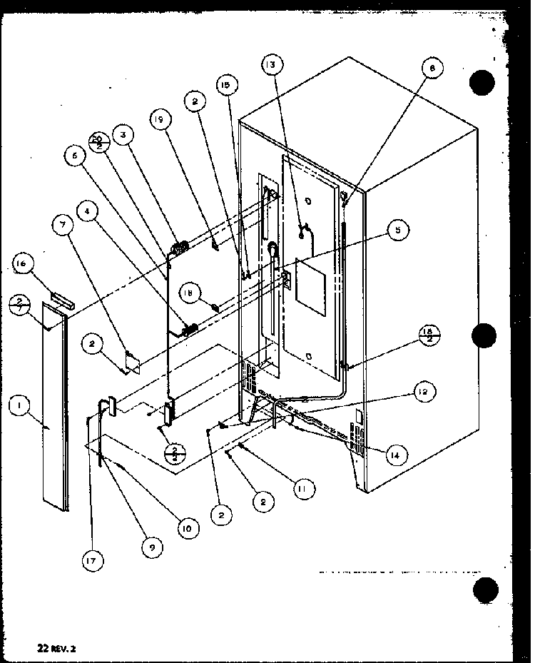 Cabinet Back Diagram and Parts List for TR18QB2L-P1111308WL  Amana Refrigerator