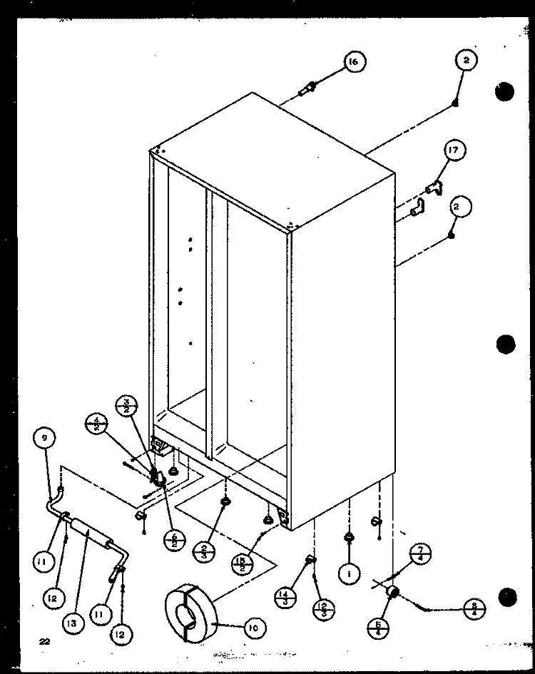 DRAIN AND ROLLERS Diagram and Parts List for SZD20K P1102504W Amana Refrigerator