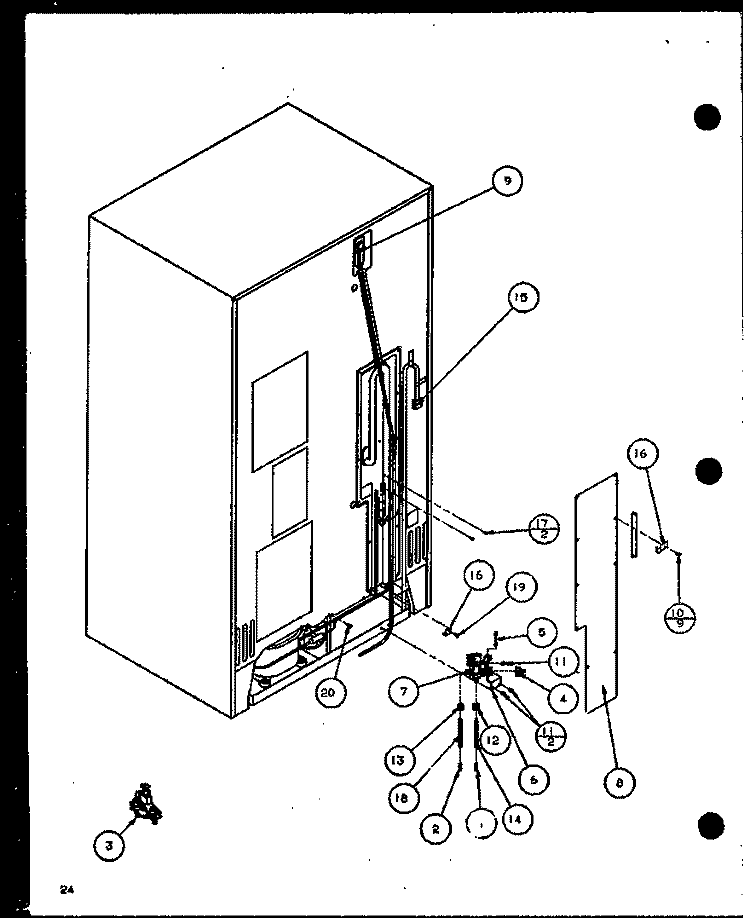 CABINET BACK Diagram and Parts List for SZD20K P1102504W Amana Refrigerator