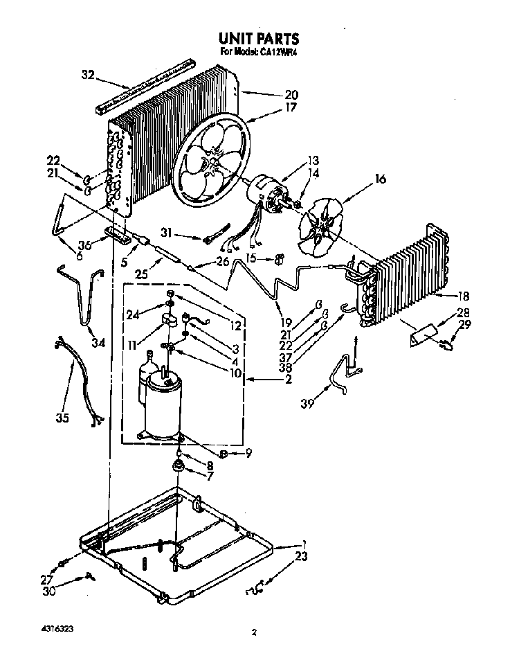 Unit Diagram and Parts List for CA12W04  Crosley Air Conditioner