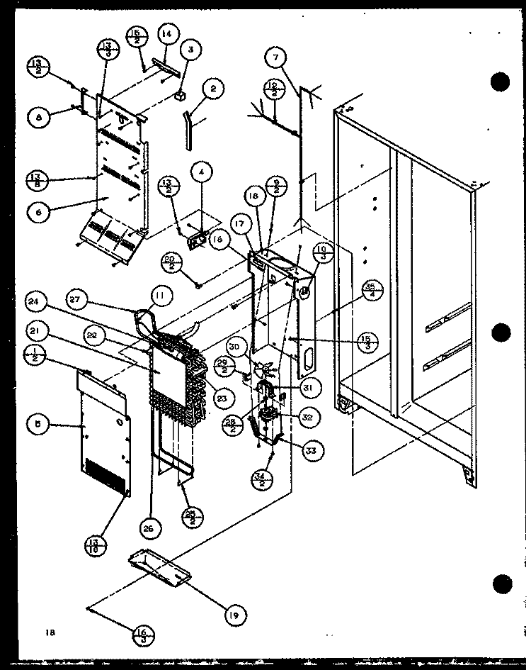 EVAP AIR HANDLING Diagram and Parts List for SBD20K P1102508W W Amana Refrigerator