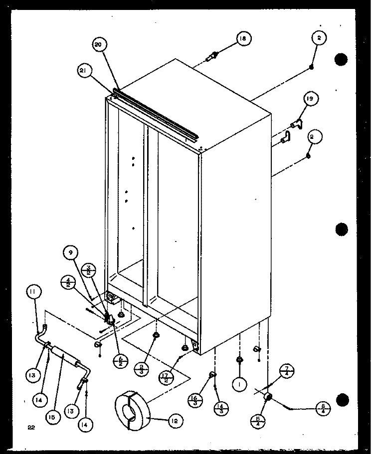 DRAIN AND ROLLERS Diagram and Parts List for SBD20K P1102508W W Amana Refrigerator