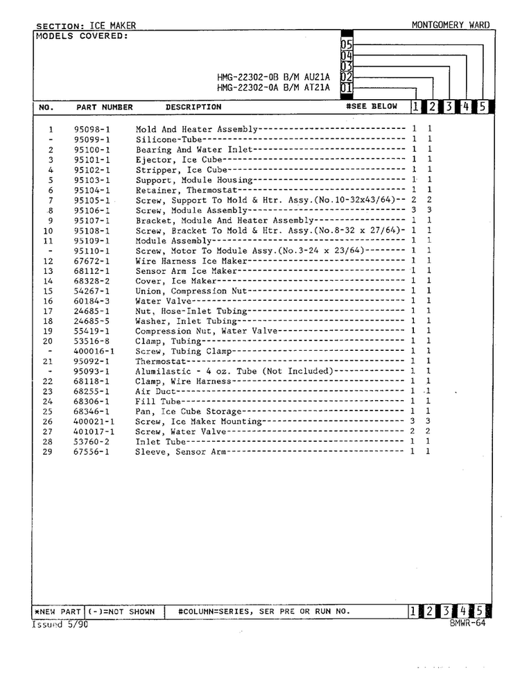 Ice Maker Page 2 Diagram and Parts List for 22302A  Admiral Refrigerator