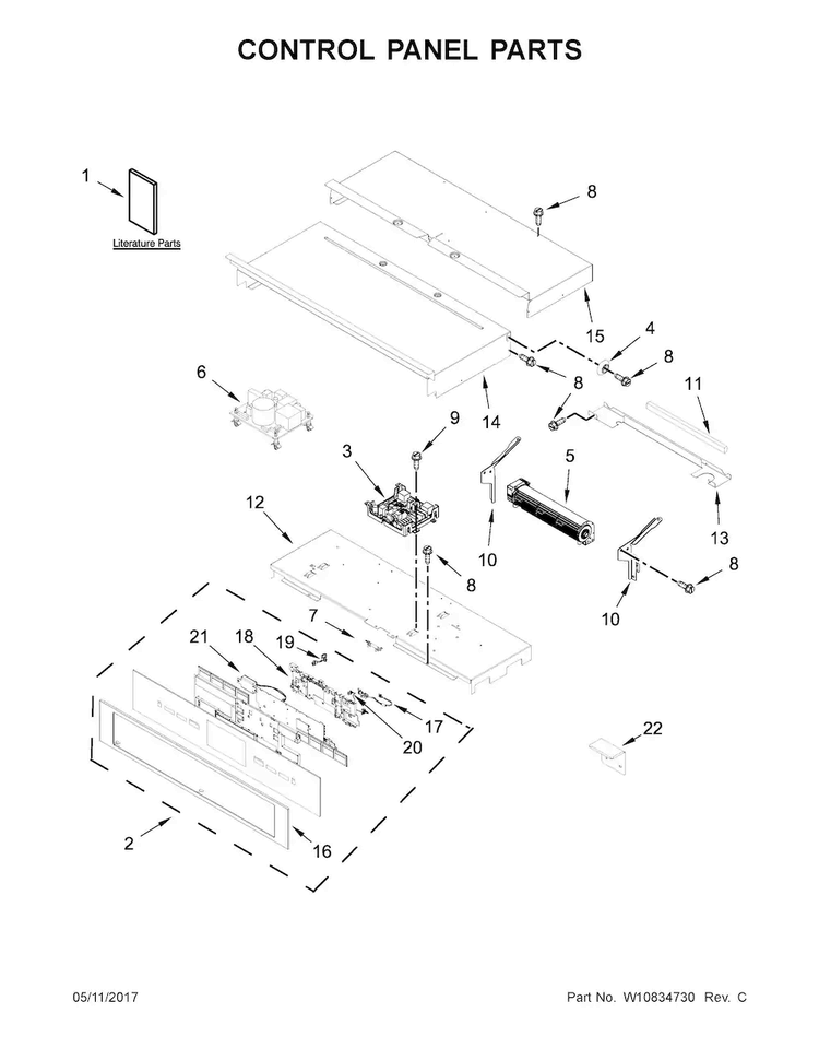 Control Panel Parts Diagram and Parts List for JJW3430DS01  Jenn-Air Wall Oven