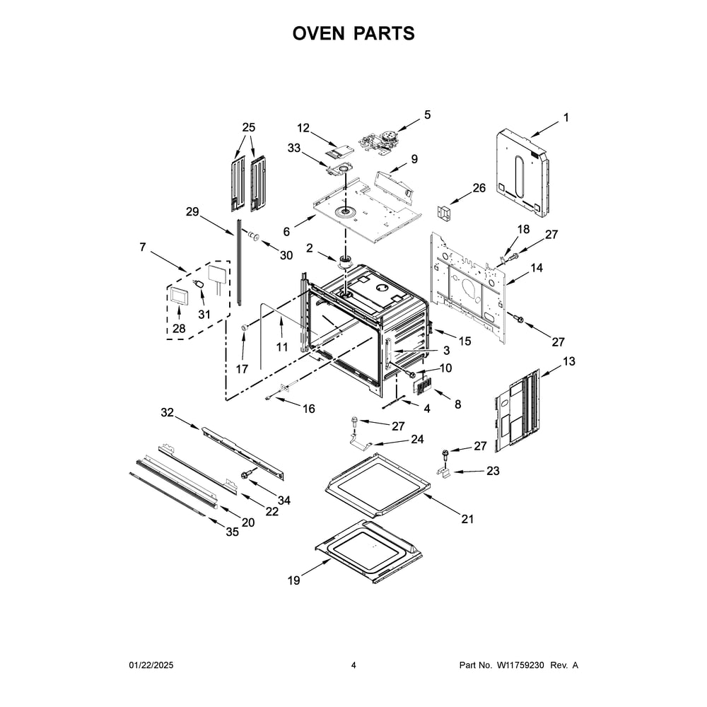 Oven Parts Diagram and Parts List for JOESC530RM00  Jenn-Air Wall Oven