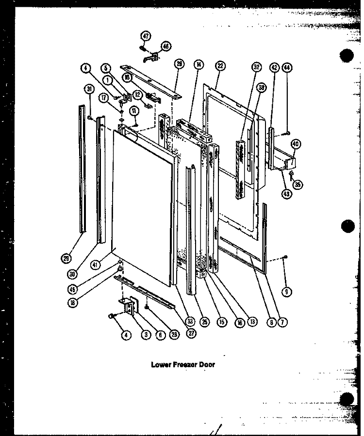 LOWER FZ DOOR Diagram and Parts List for GRH122  Caloric Refrigerator