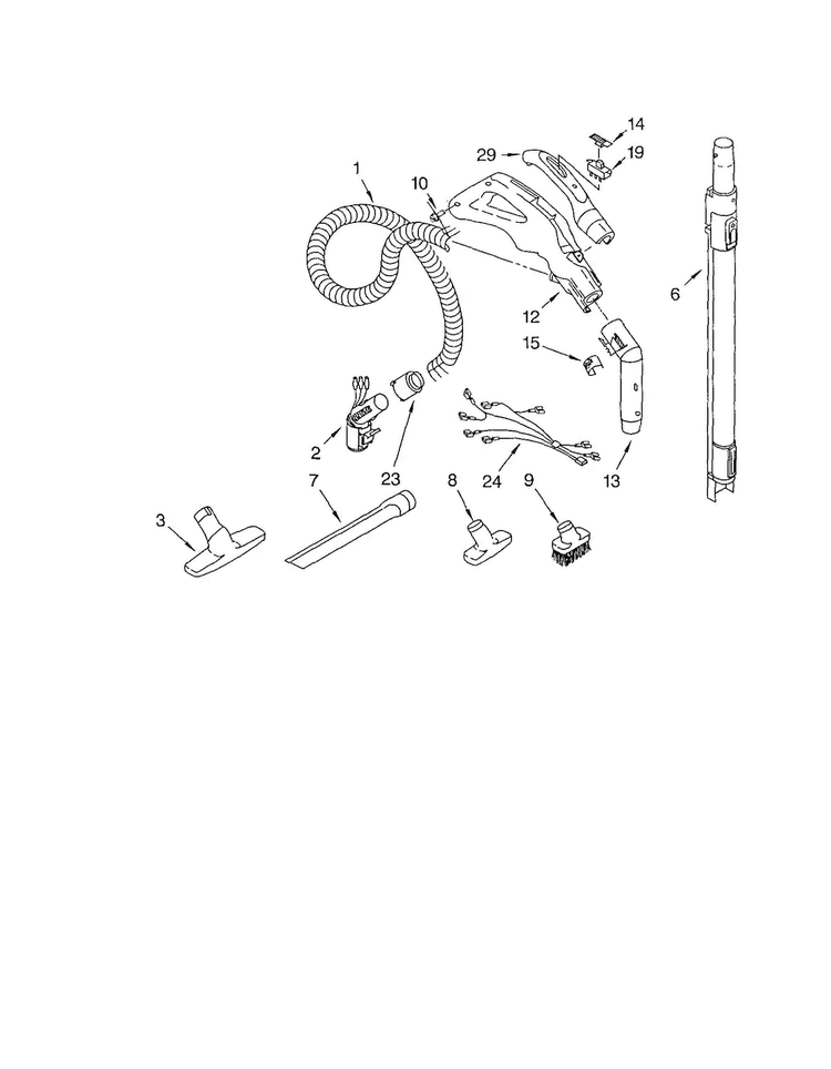 Hose And Attachment Diagram and Parts List for 11620812008  Kenmore Canister Vacuum