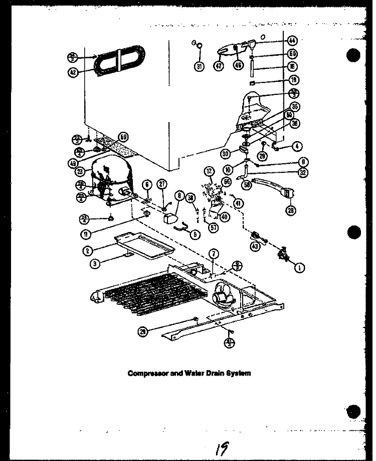 COMPRESSOR AND WATER DRAIN SYSTEM Diagram and Parts List for GRH122  Caloric Refrigerator