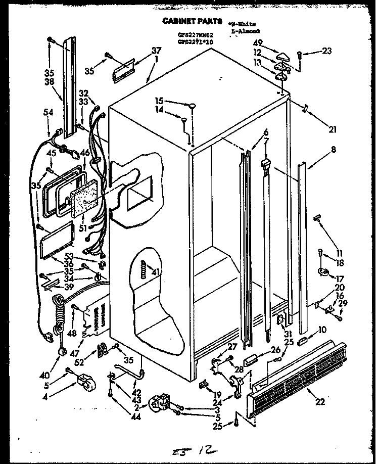 CABINET PARTS Diagram and Parts List for GFS227110 MN10 Amana Refrigerator