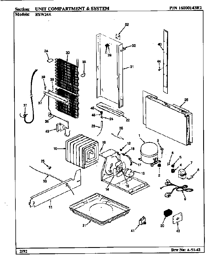 Unit Compartment & System Diagram and Parts List for ERSW24A AM81F Maytag Refrigerator