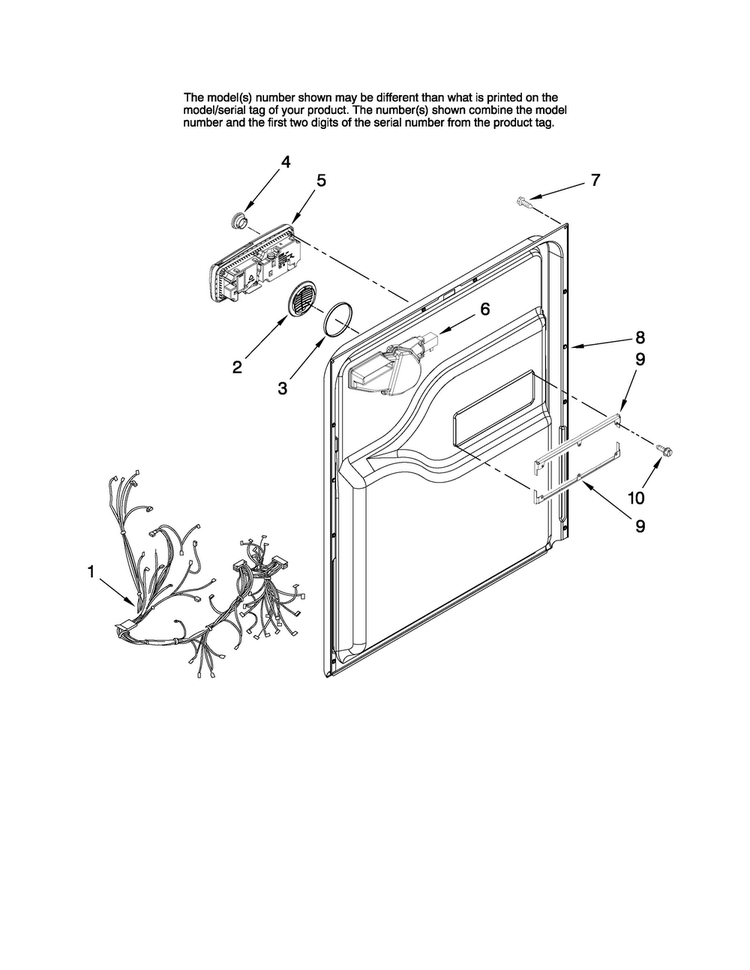 Door And Latch Parts Diagram and Parts List for MDBH955AWS3  Maytag Dishwasher
