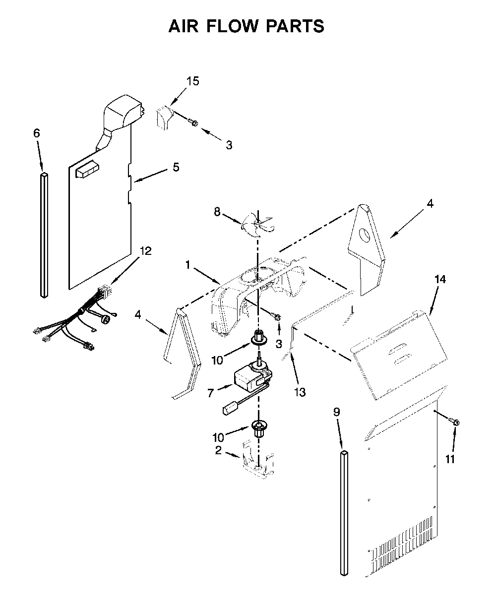 Air flow parts Diagram and Parts List for MSS25N4MKZ00  Maytag Refrigerator