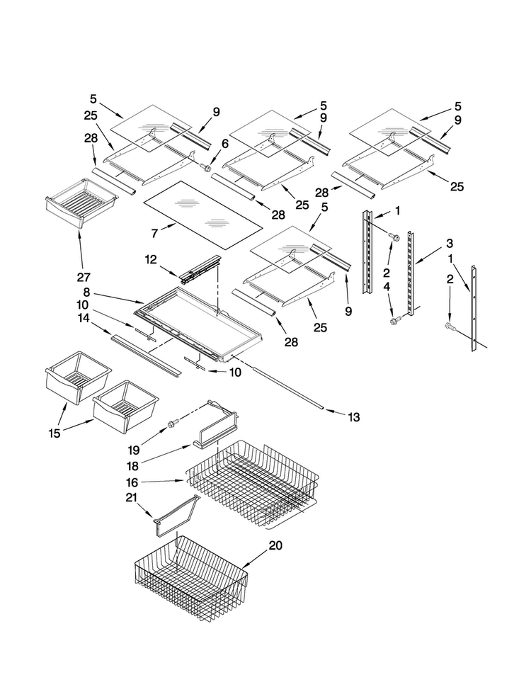Shelf Parts Diagram and Parts List for ABL1922FES3  Amana Refrigerator