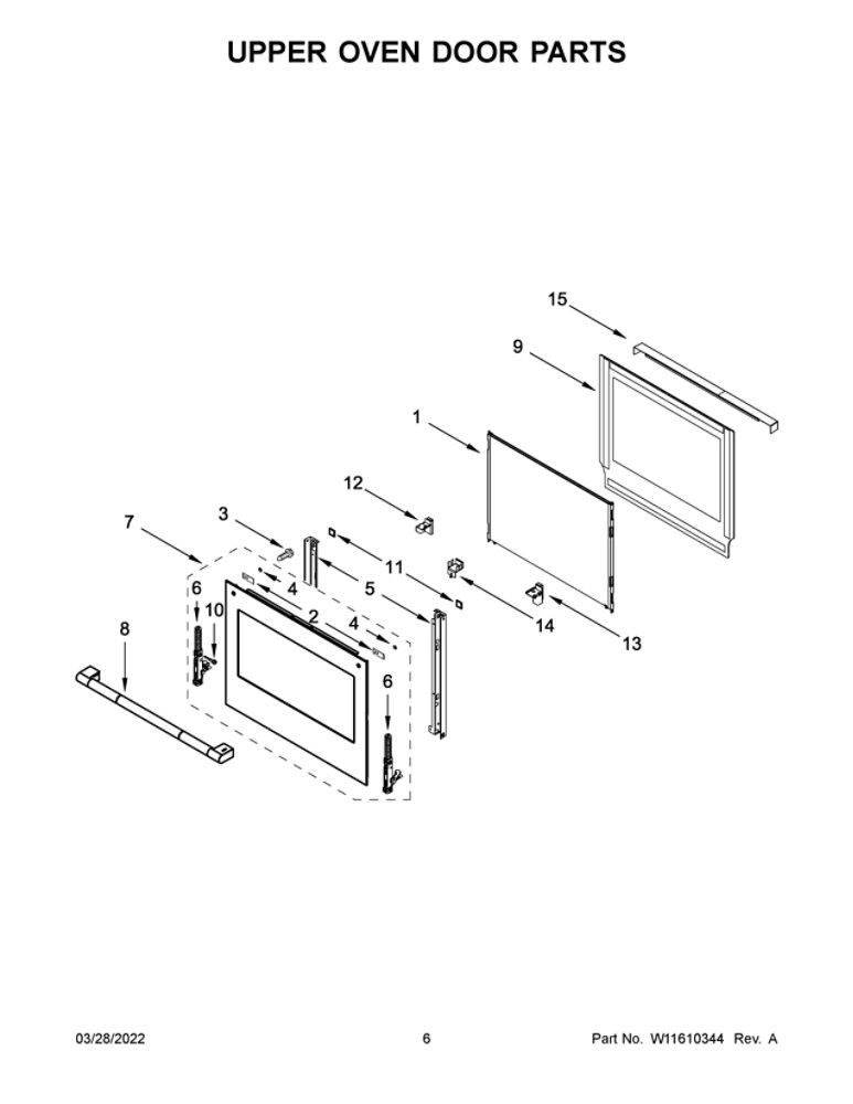 Upper Oven Door Parts Diagram and Parts List for JJW2827LL00  Maytag Wall Oven