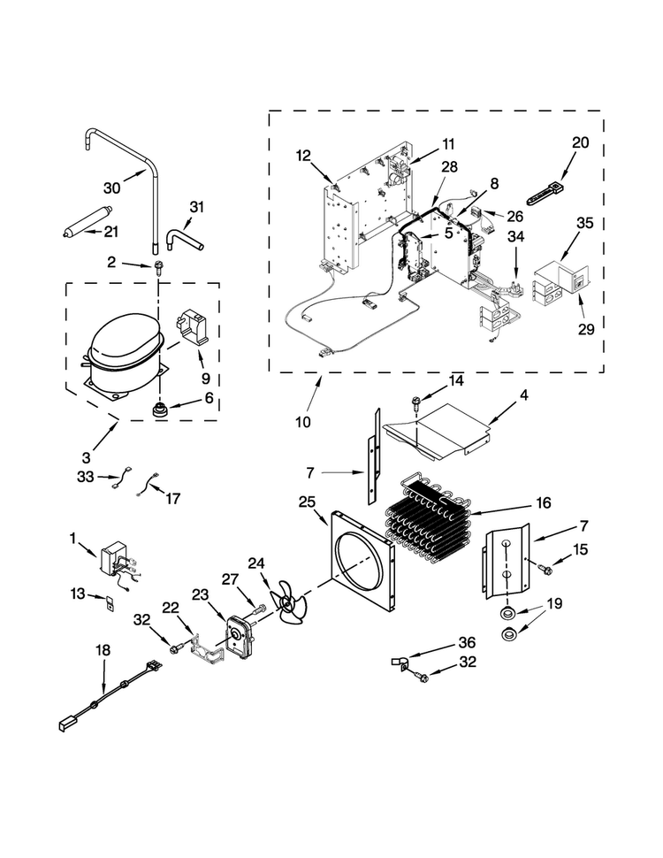 Upper Unit Parts Diagram and Parts List for JB36NXFXRW05  Jenn-Air Refrigerator