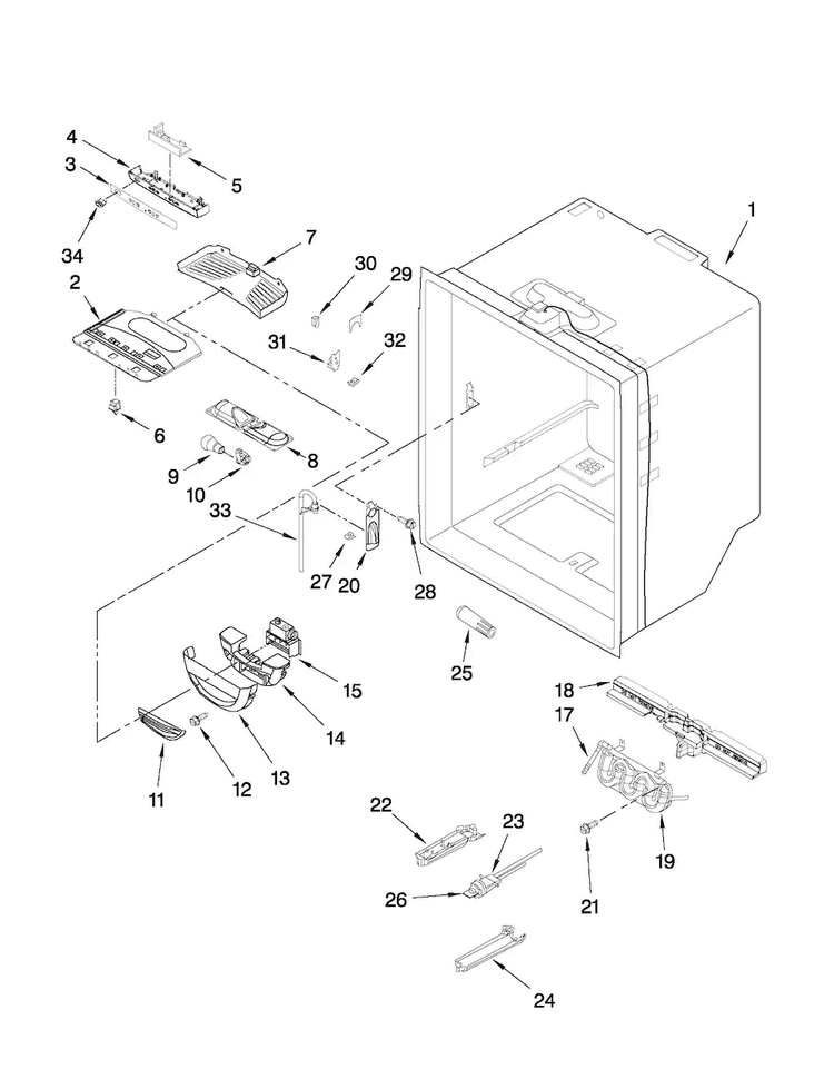 Refrigerator Liner Parts Diagram and Parts List for AFD2535DEW8  Amana Refrigerator