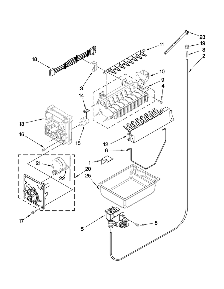 Icemaker Parts Diagram and Parts List for JFC2290VPR0  Jenn-Air Refrigerator