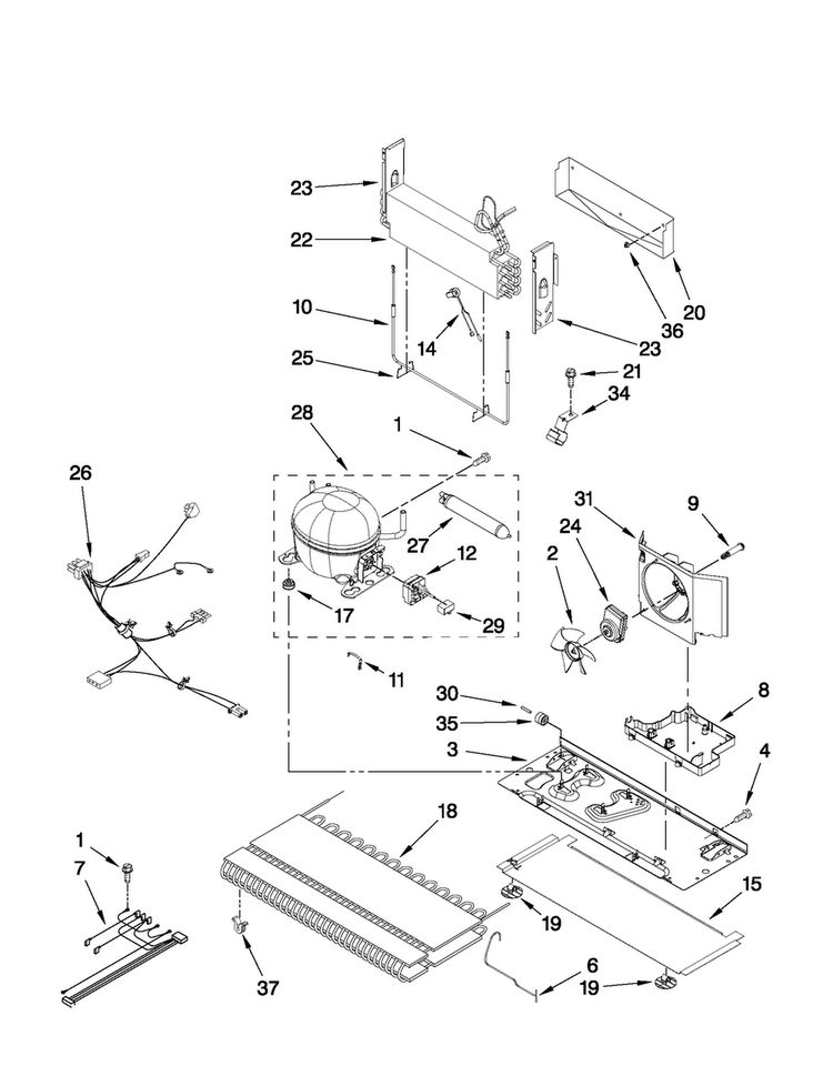 Unit Parts Diagram and Parts List for ABB2221FEB3  Amana Refrigerator