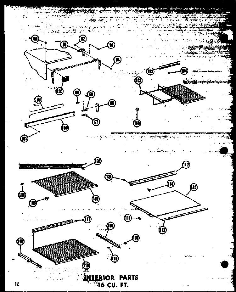 Interior Parts 16 Cu. Ft. Diagram and Parts List for T16W-P60303-53W  Amana Refrigerator