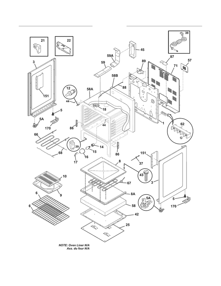 Body Diagram and Parts List for CCRE3880LWF  Crosley Range