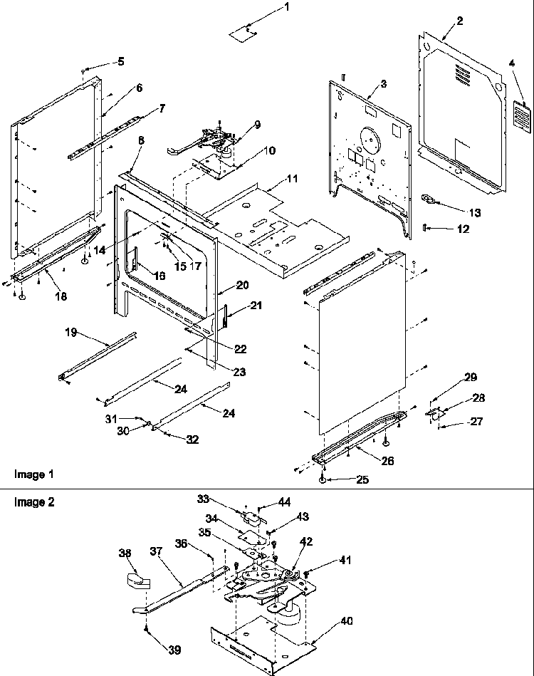 Cabinet Diagram and Parts List for ART6001W P1143450NW Amana Range