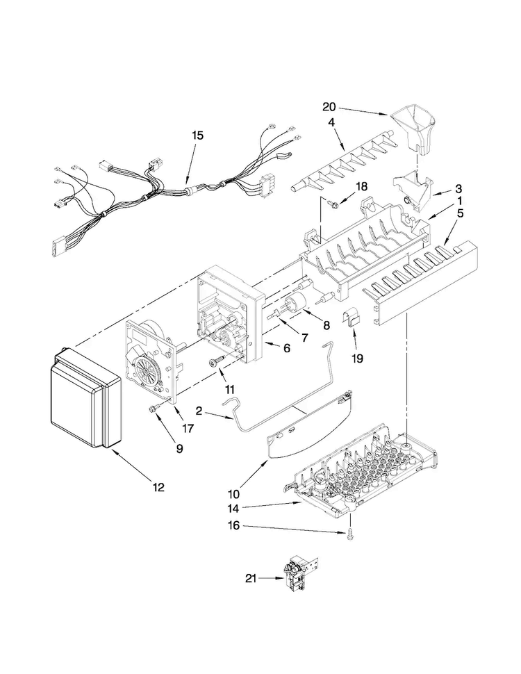 Icemaker Parts Diagram and Parts List for MFX2571XEM2  Maytag Refrigerator