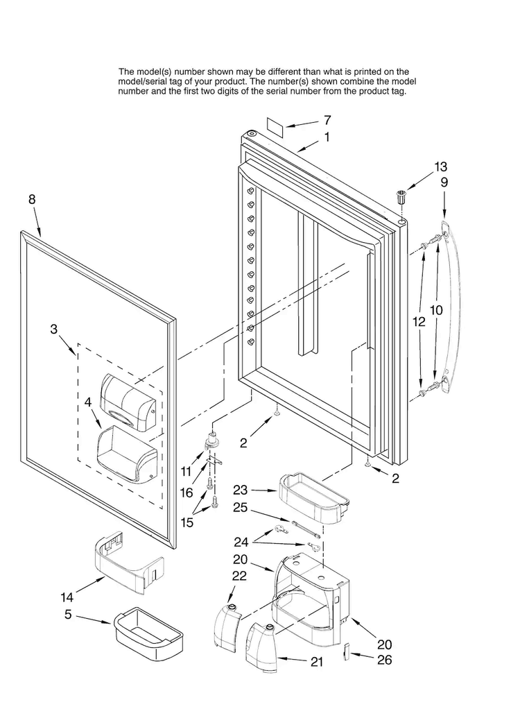 Refrigerator Door Parts Diagram and Parts List for ABL2533FES12  Amana Refrigerator