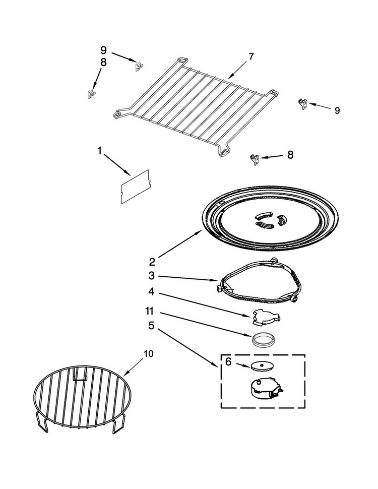 Turntable Parts Diagram and Parts List for YJMV9196CB0  Jenn-Air Microwave