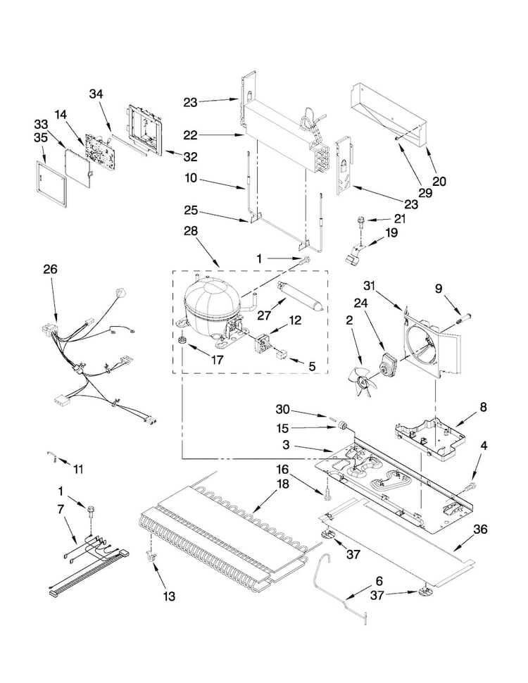 Unit Parts Diagram and Parts List for JFC2089WEP5  Jenn-Air Refrigerator