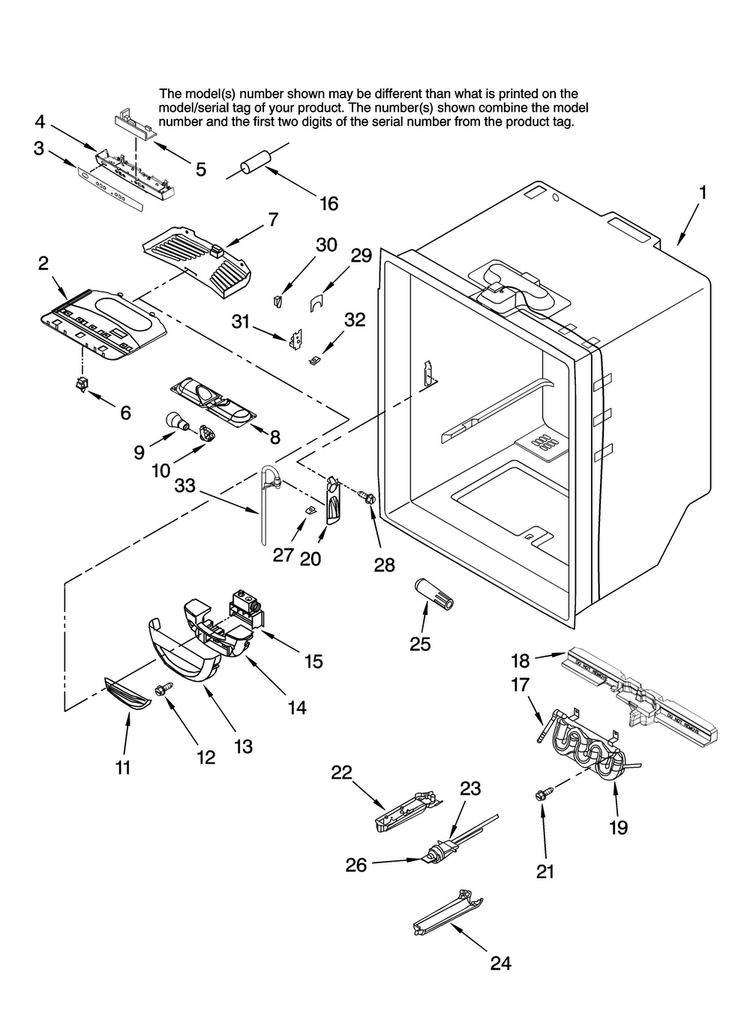 Refrigerator Liner Parts Diagram and Parts List for JFC2070KRW11  Jenn-Air Refrigerator