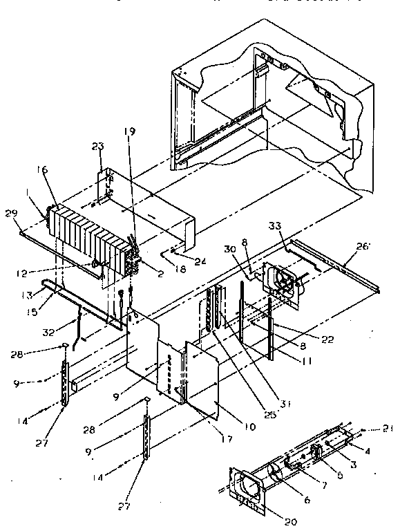 Evaporator Area Diagram and Parts List for TR21S4L-P1196103WL  Amana Refrigerator