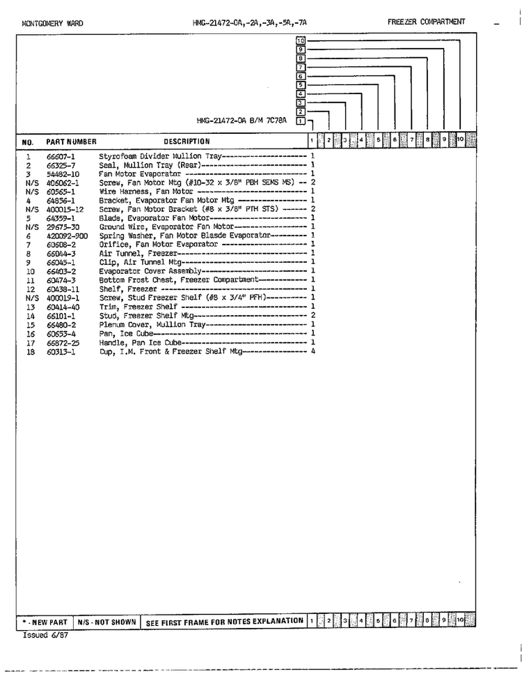 Freezer Compartment Page 2 Diagram and Parts List for 21472A  Admiral Refrigerator
