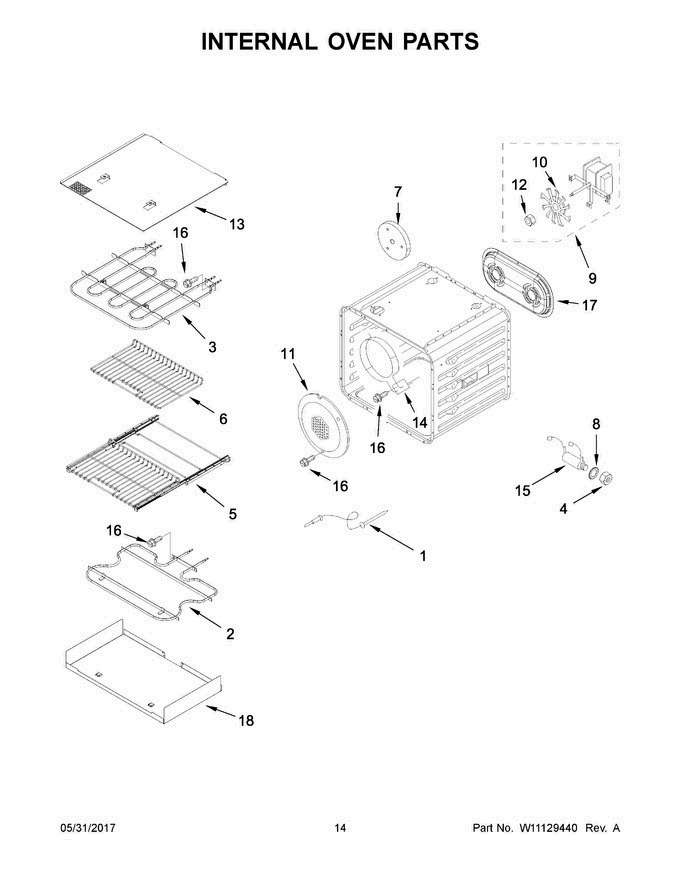 08 - Internal Oven Parts Diagram and Parts List for JDRP536WP03  Jenn-Air Range
