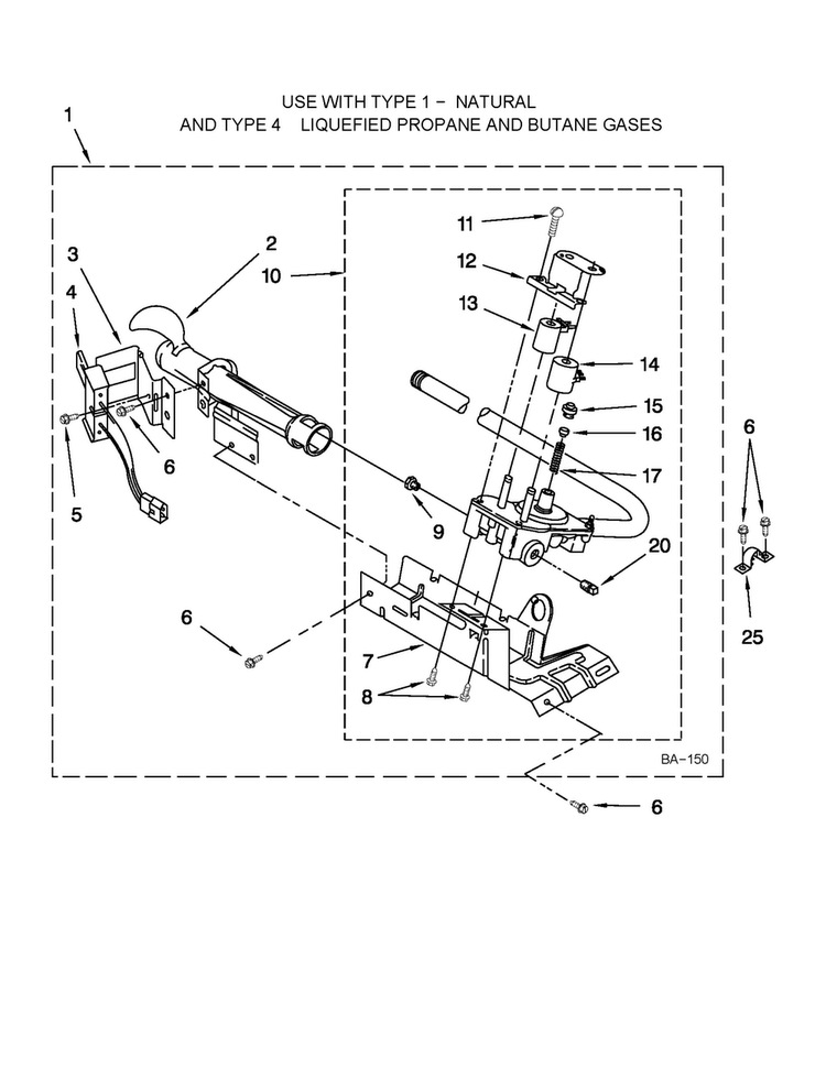 8318272 Burner Assembly Diagram and Parts List for MGDC200XW1  Maytag Dryer