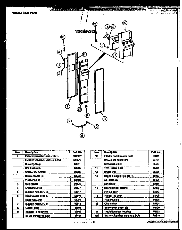 Page 1 Diagram and Parts List for GFD240  Caloric Refrigerator