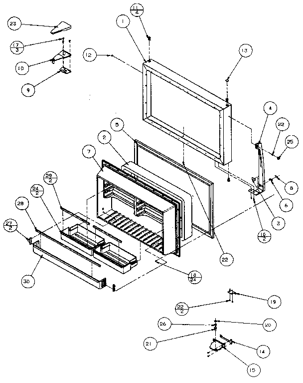 Freezer Door Diagram and Parts List for TXI22R-P1168004W  Amana Refrigerator