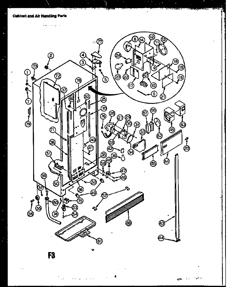 CABINET AND AIR HANDLING PARTS Diagram and Parts List for GFD240  Caloric Refrigerator