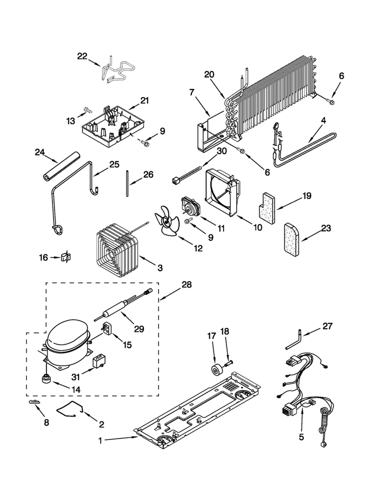Unit Parts Diagram and Parts List for A8TXNGFXW01  Amana Refrigerator