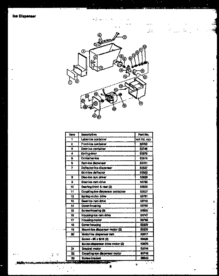 ICE DISPENSER Diagram and Parts List for GFD240  Caloric Refrigerator