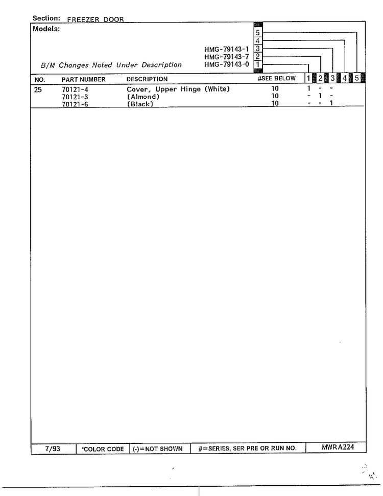 Freezer Door Page 3 Diagram and Parts List for 79143-0A  Admiral Refrigerator