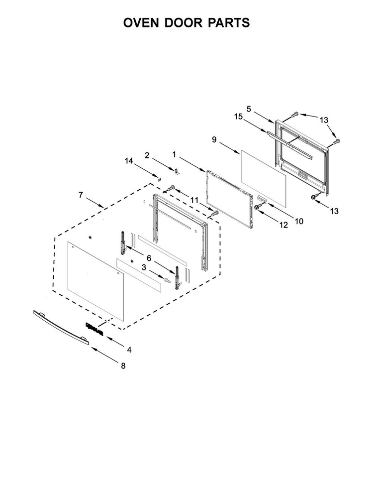 Oven Door Parts Diagram and Parts List for JJW2427DB01  Jenn-Air Wall Oven