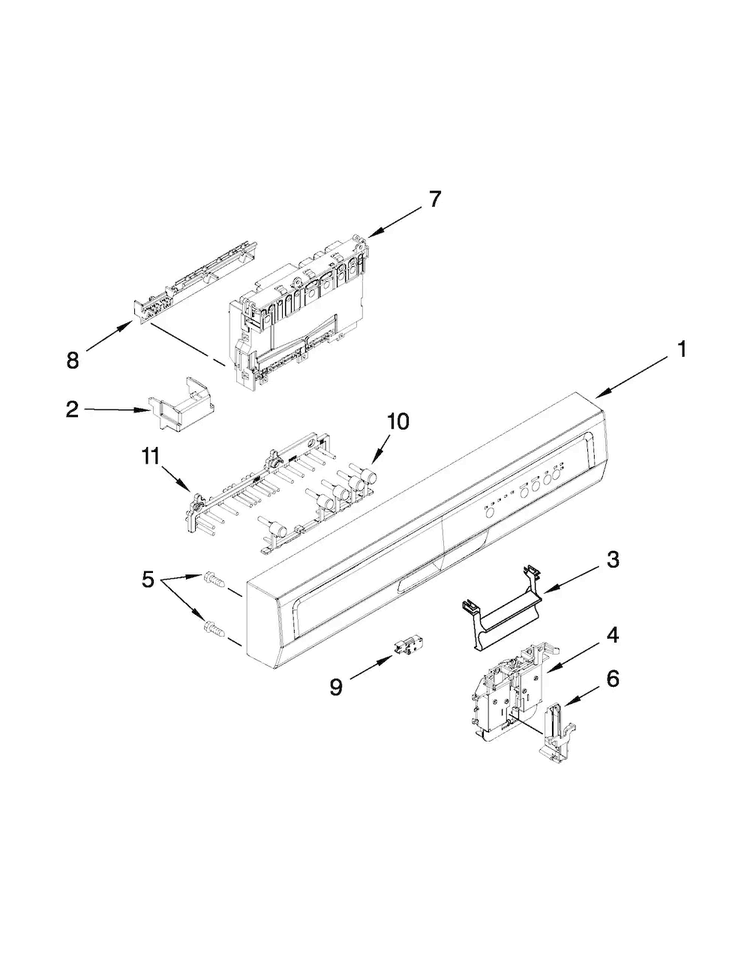 Control Panel And Latch Parts Diagram and Parts List for ADB1100AWS0  Amana Dishwasher