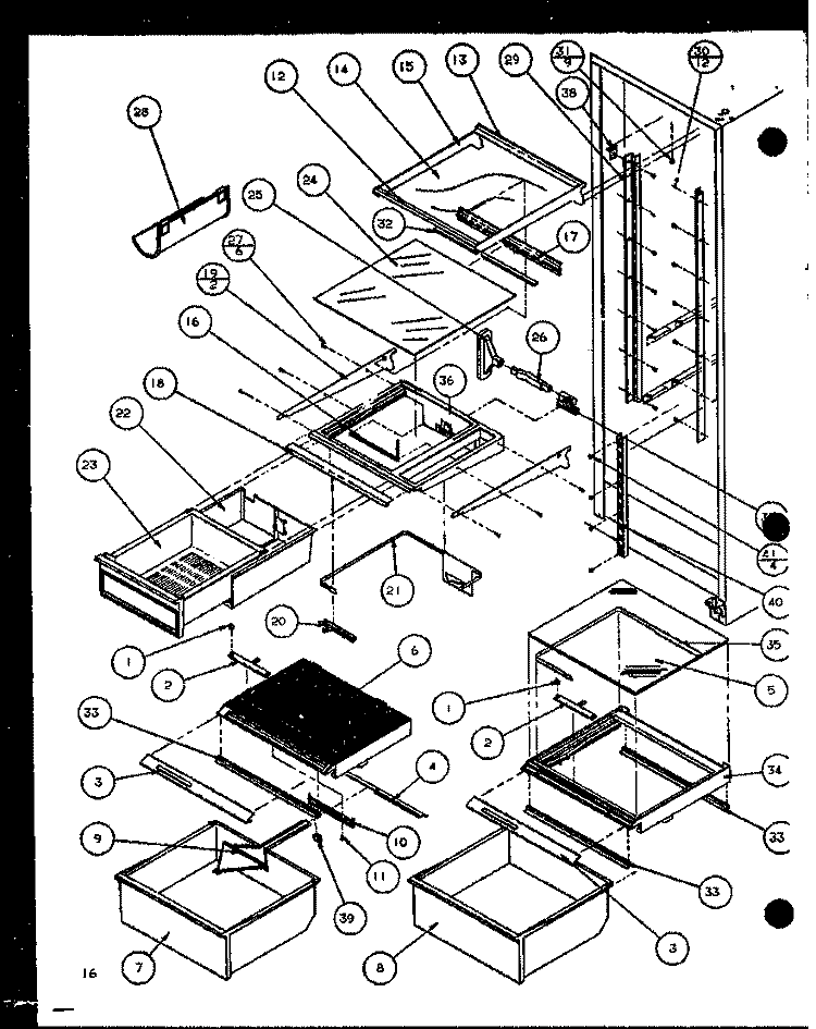 REF SHELVING AND DRAWERS Diagram and Parts List for SZI20K P1102507W Amana Refrigerator