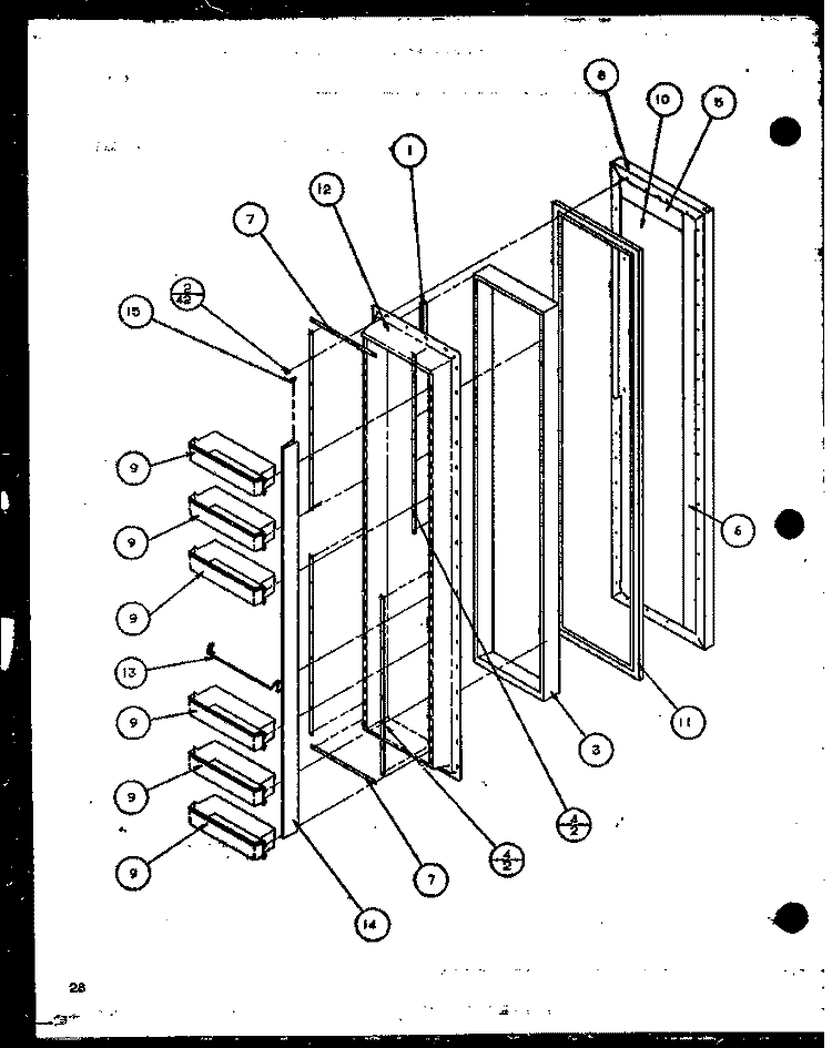 FZ DOOR Diagram and Parts List for SBI20K P1102509W Amana Refrigerator