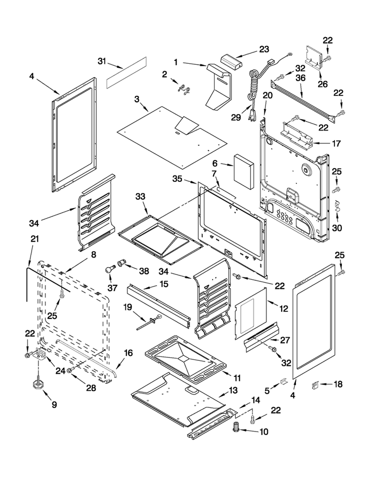 Chassis Parts Diagram and Parts List for MGR5605WW0  Maytag Range